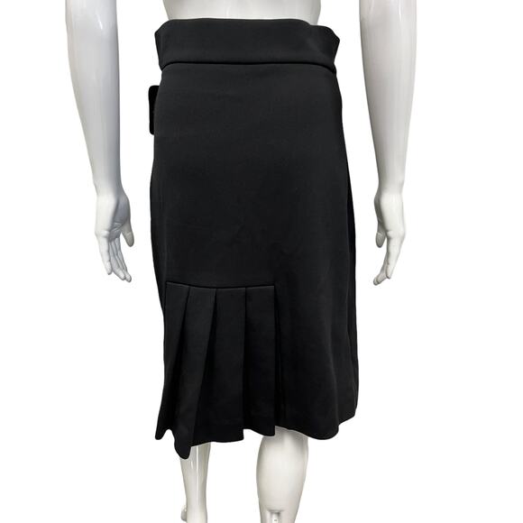 PRADA Black Neoprene Cotton Wrap Rubber Logo Patch Knee Length Skirt 40 US 4 - Picture 3 of 7